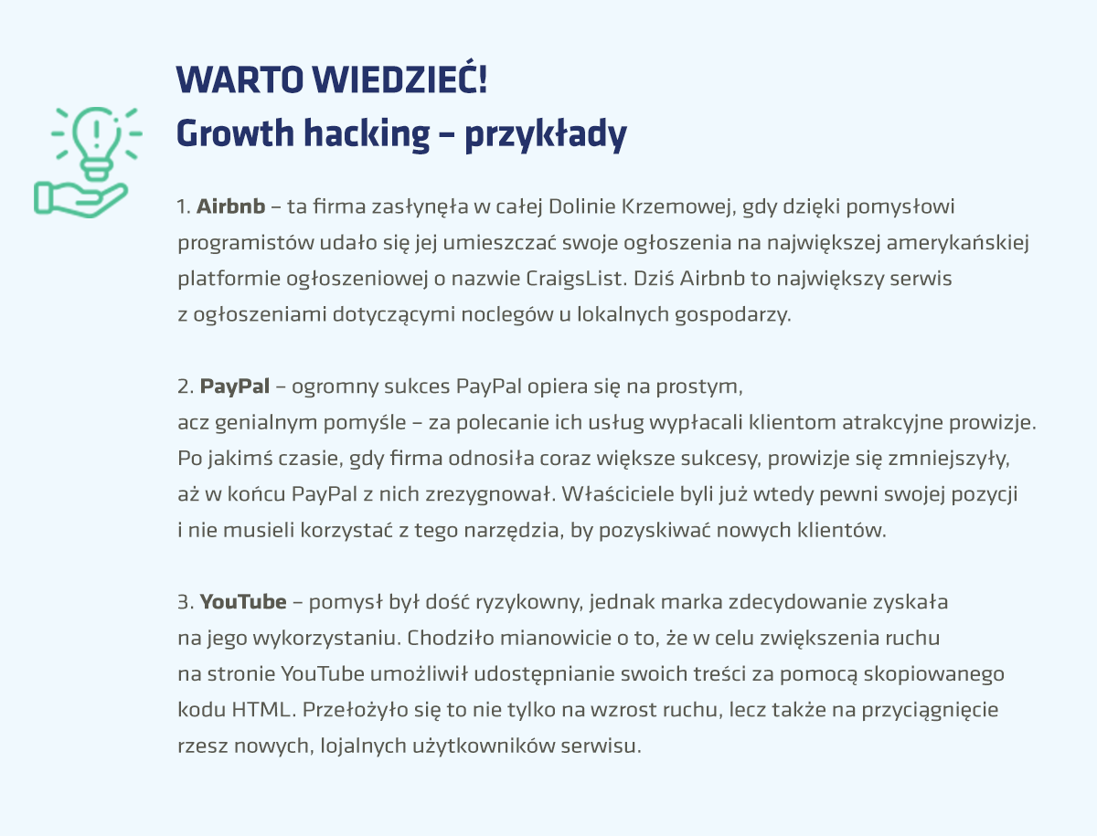 Growth hacking – przykłady (ramka)